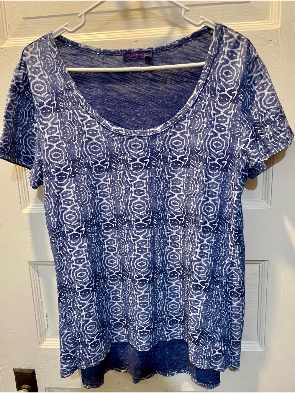 Fresh Produce Blue Printed Scoop Neck Women’s Top, Large